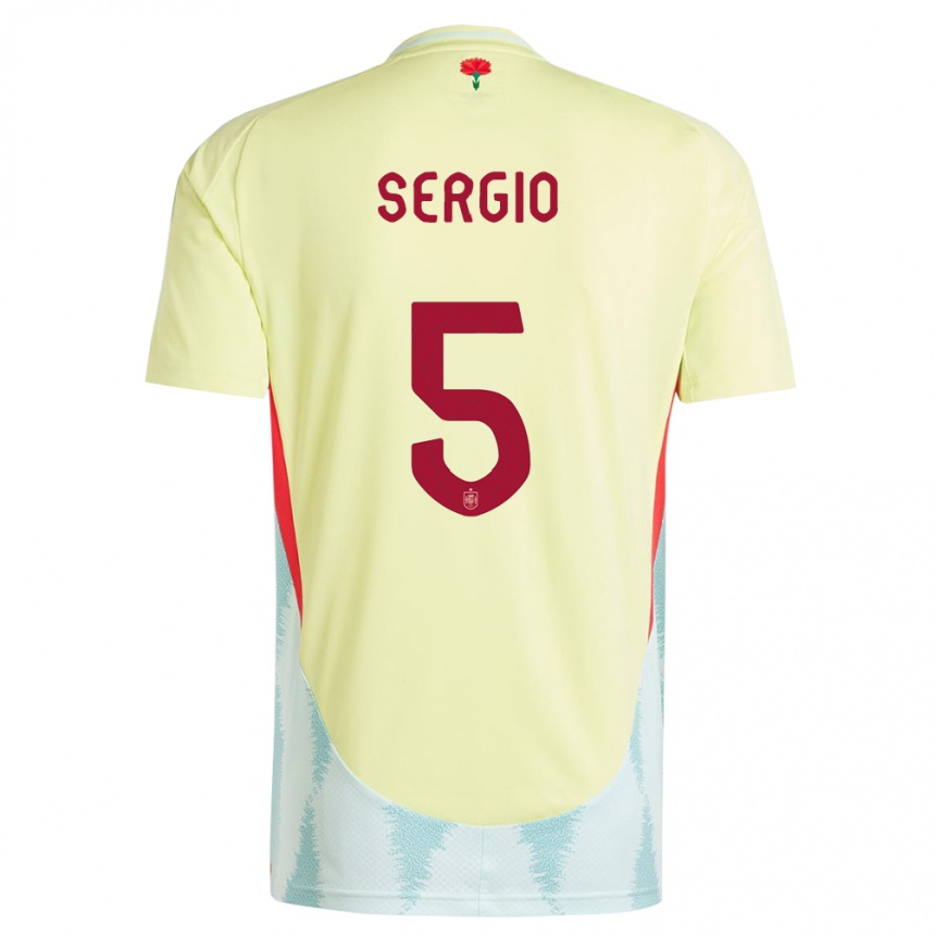 Niño Fútbol Camiseta España Sergio Busquets #5 Amarillo 2ª Equipación 24-26 México