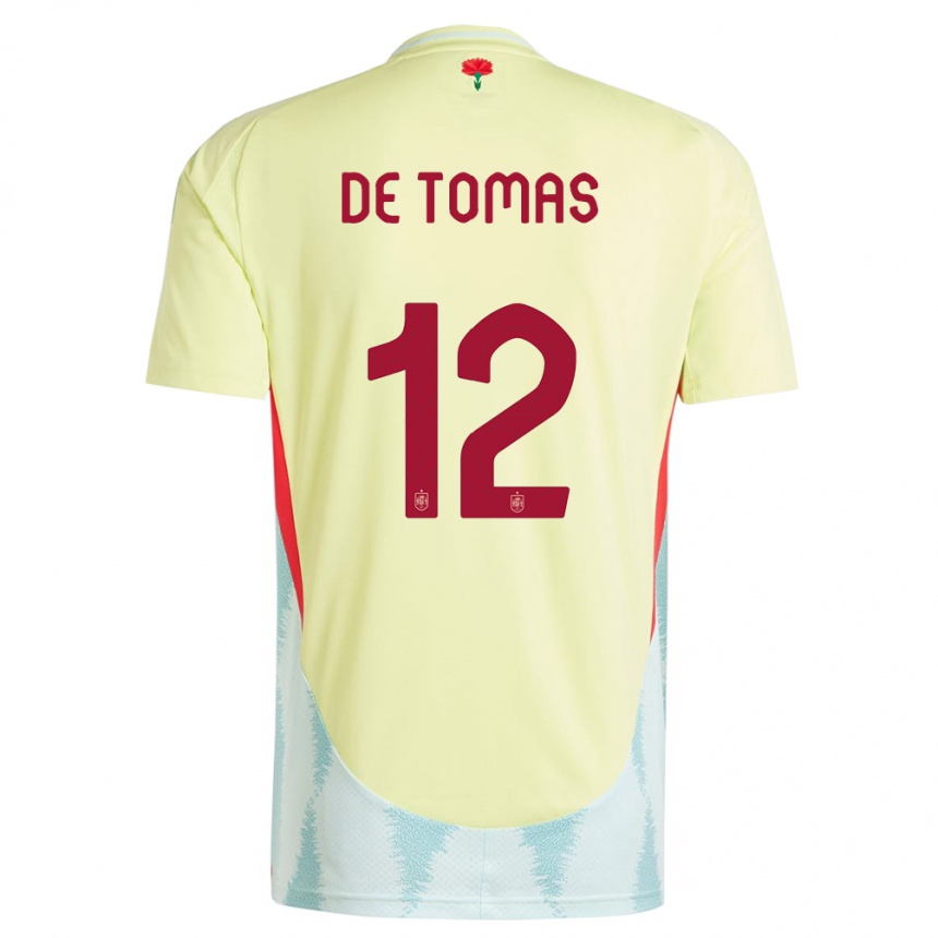 Niño Fútbol Camiseta España Raul De Tomas #12 Amarillo 2ª Equipación 24-26 México