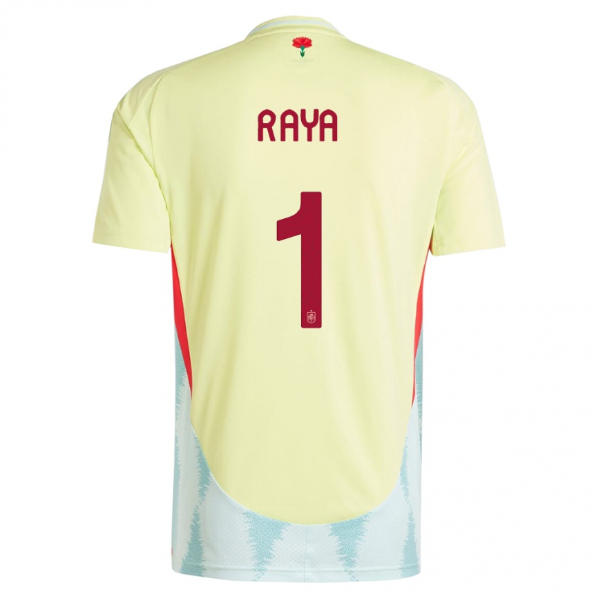 Niño Fútbol Camiseta España David Raya #1 Amarillo 2ª Equipación 24-26 México