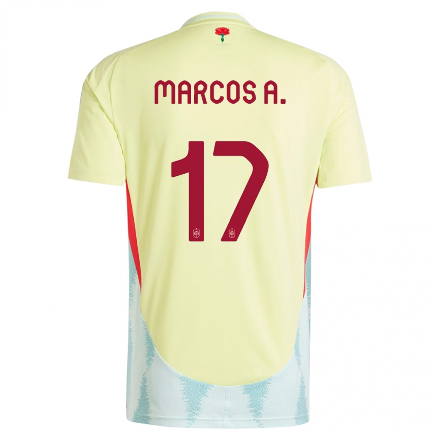 Niño Fútbol Camiseta España Marcos Alonso #17 Amarillo 2ª Equipación 24-26 México