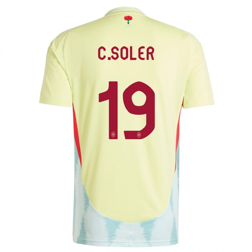 Niño Fútbol Camiseta España Carlos Soler #19 Amarillo 2ª Equipación 24-26 México