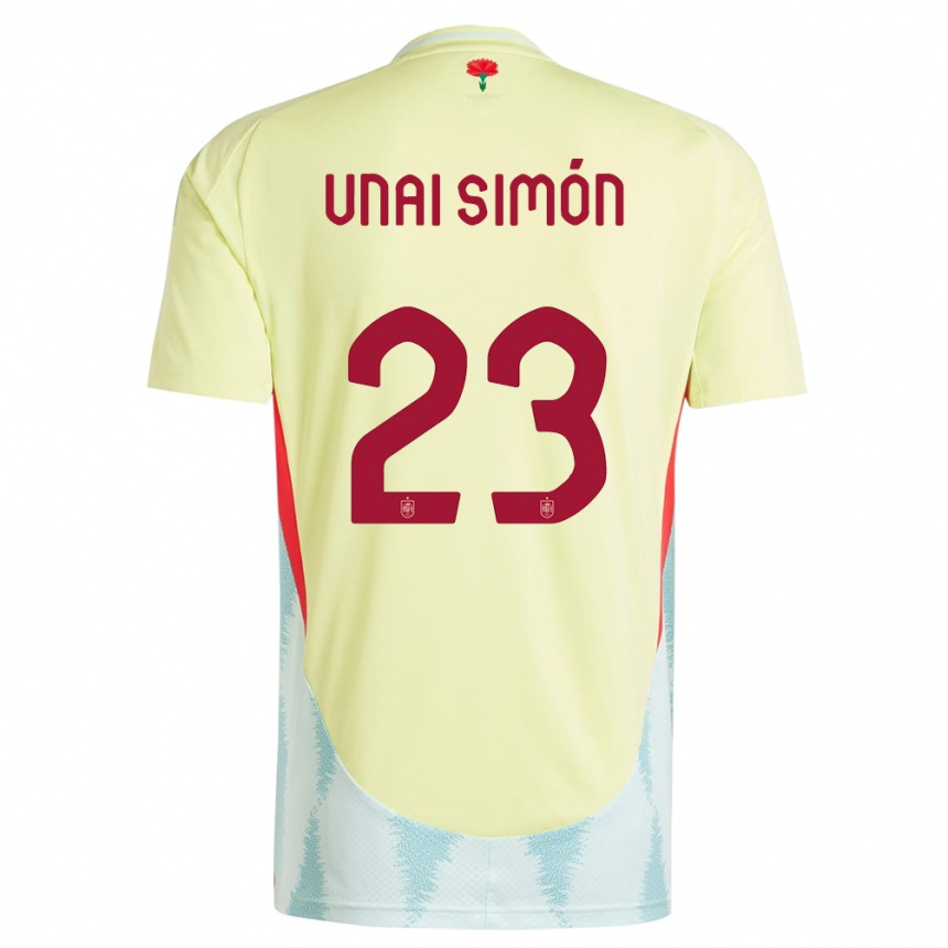 Niño Fútbol Camiseta España Unai Simon #23 Amarillo 2ª Equipación 24-26 México