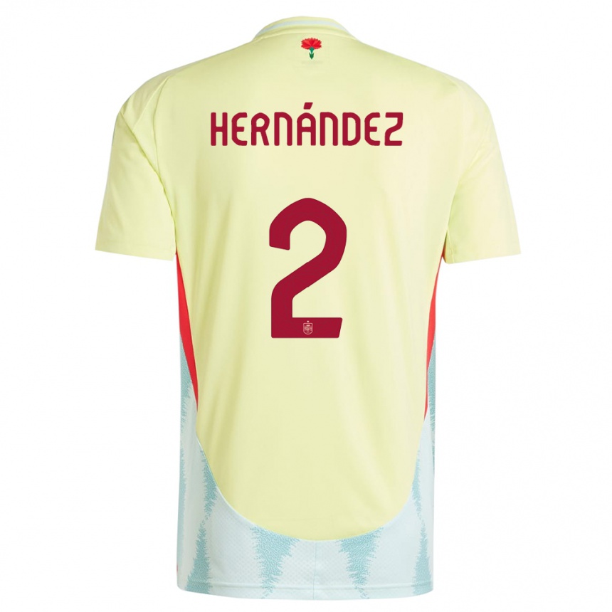 Niño Fútbol Camiseta España Oihane Hernandez #2 Amarillo 2ª Equipación 24-26 México