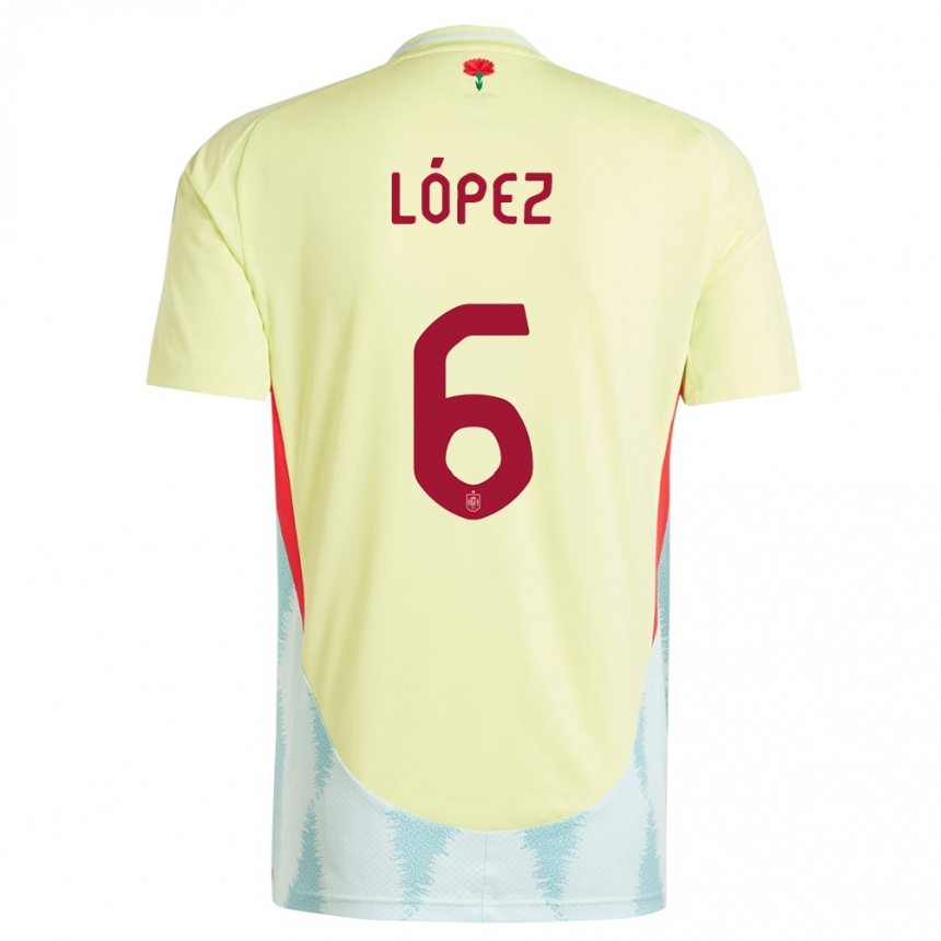 Niño Fútbol Camiseta España Maitane Lopez #6 Amarillo 2ª Equipación 24-26 México