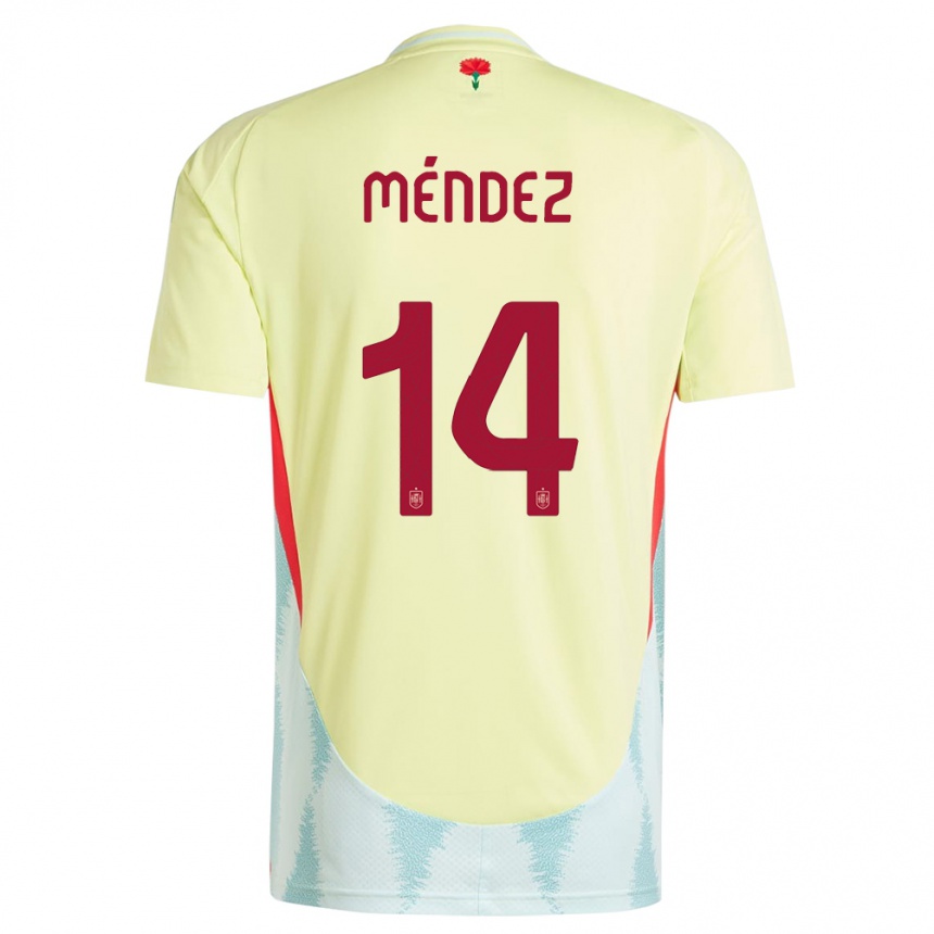 Niño Fútbol Camiseta España Maria Mendez #14 Amarillo 2ª Equipación 24-26 México