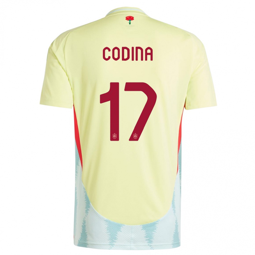 Niño Fútbol Camiseta España Laia Codina #17 Amarillo 2ª Equipación 24-26 México