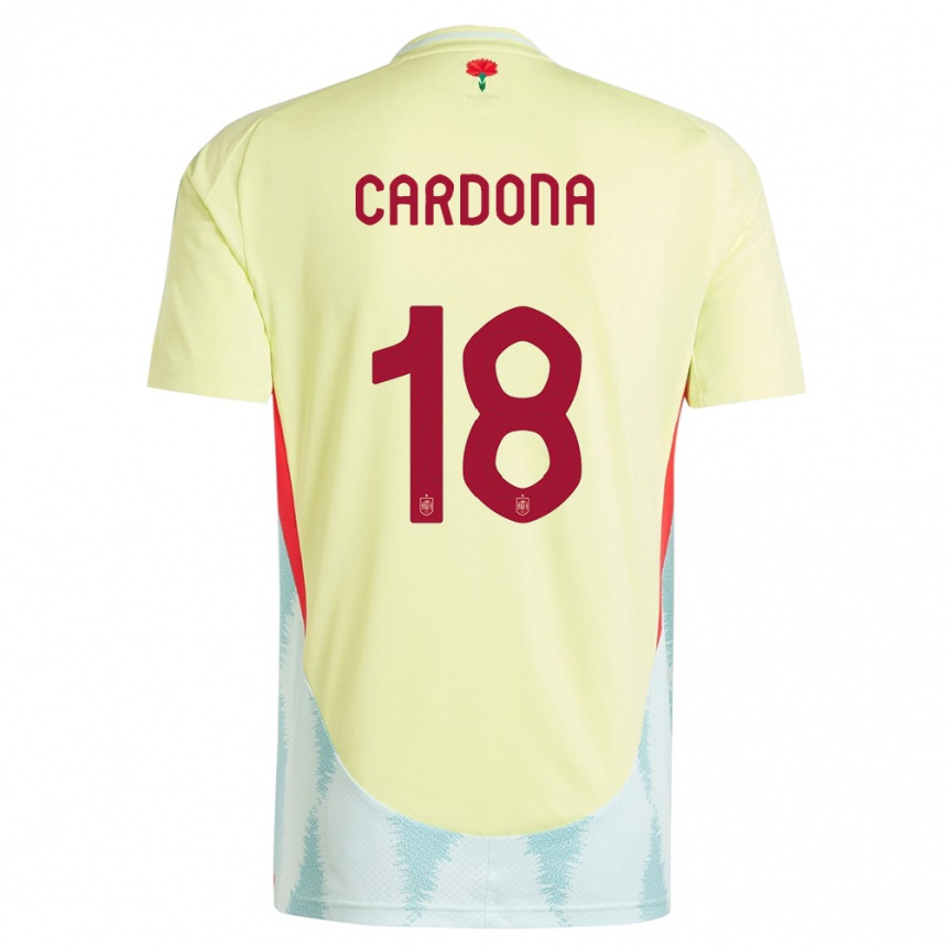 Niño Fútbol Camiseta España Marta Cardona #18 Amarillo 2ª Equipación 24-26 México