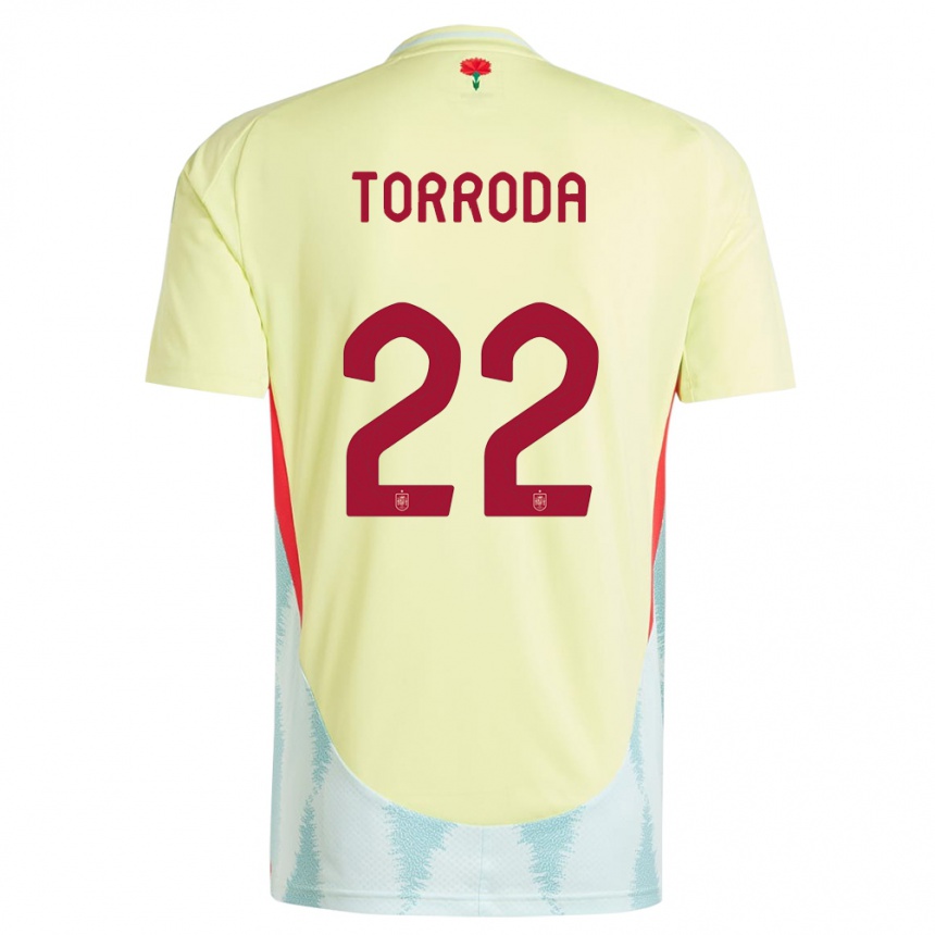 Niño Fútbol Camiseta España Anna Torroda #22 Amarillo 2ª Equipación 24-26 México