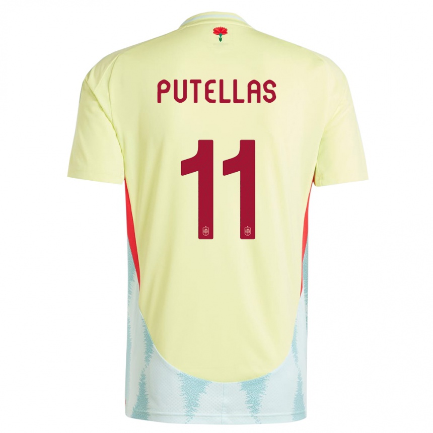 Niño Fútbol Camiseta España Alexia Putellas #11 Amarillo 2ª Equipación 24-26 México