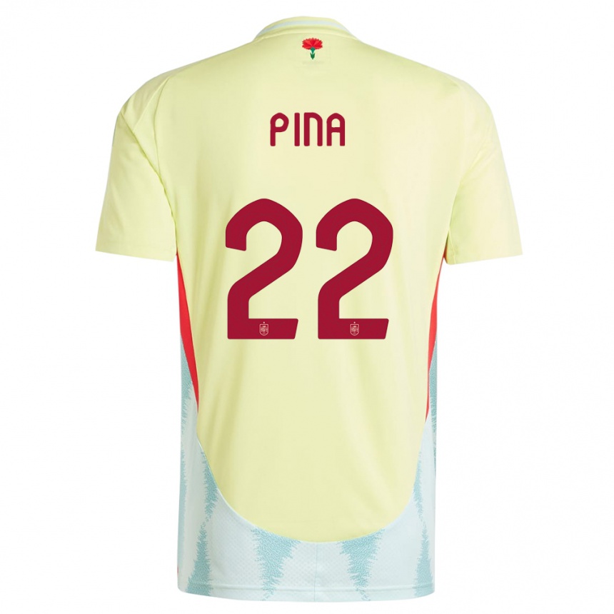 Niño Fútbol Camiseta España Claudia Pina #22 Amarillo 2ª Equipación 24-26 México