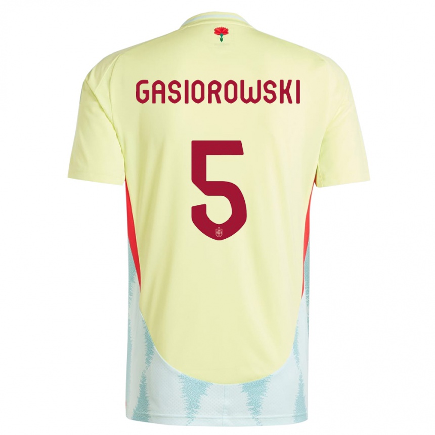 Niño Fútbol Camiseta España Yarek Gasiorowski #5 Amarillo 2ª Equipación 24-26 México