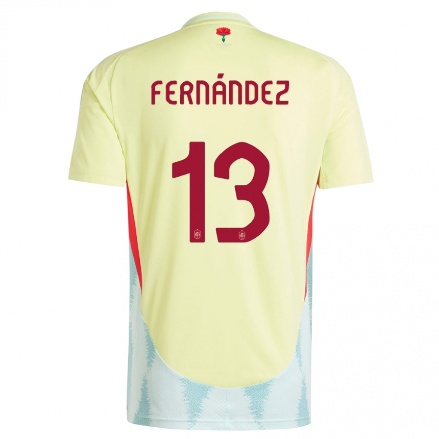 Niño Fútbol Camiseta España Cesar Fernandez #13 Amarillo 2ª Equipación 24-26 México