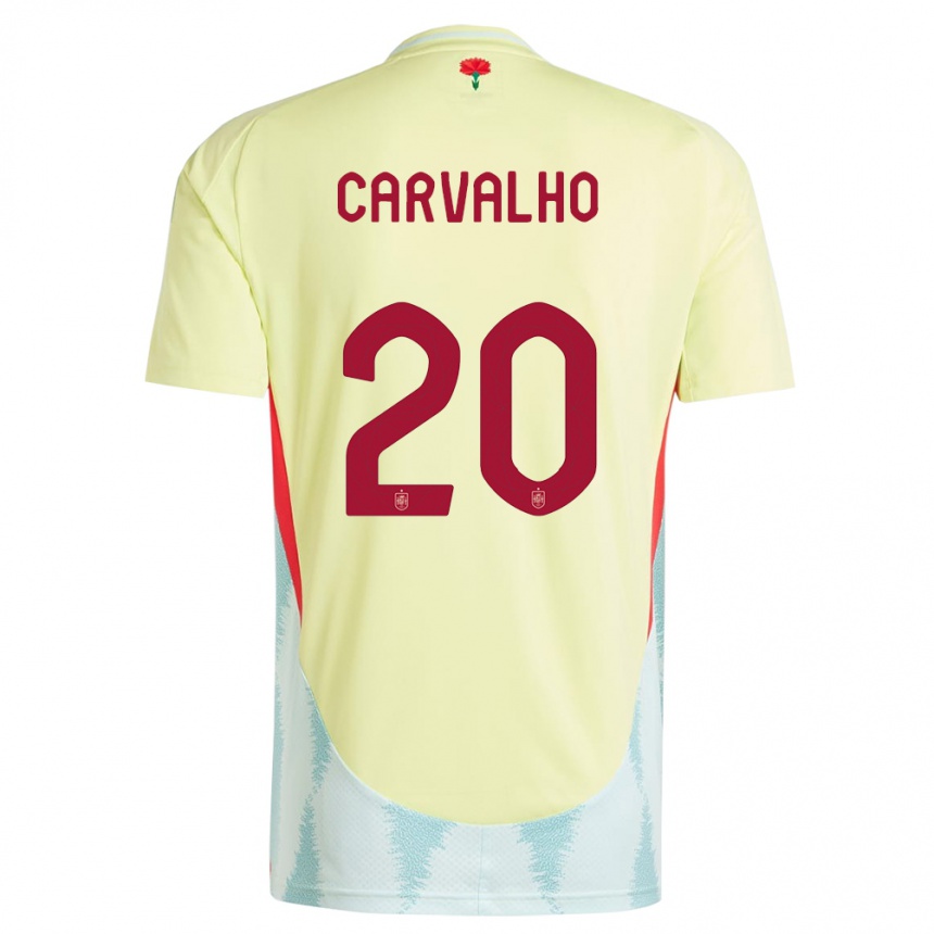 Niño Fútbol Camiseta España Miguel Carvalho #20 Amarillo 2ª Equipación 24-26 México