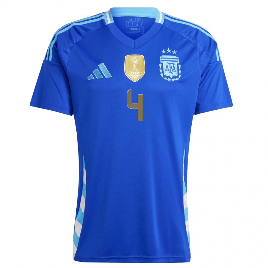 Niño Fútbol Camiseta Argentina Hernan De La Fuente #4 Azul 2ª Equipación 24-26 México