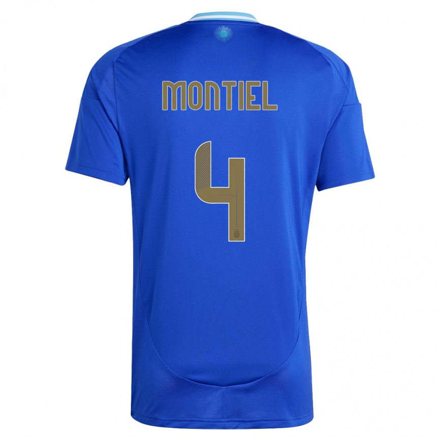 Niño Fútbol Camiseta Argentina Gonzalo Montiel #4 Azul 2ª Equipación 24-26 México