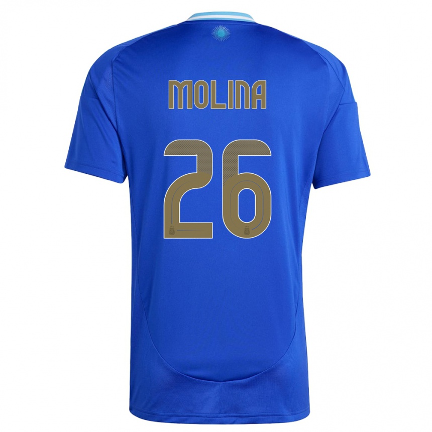 Niño Fútbol Camiseta Argentina Nahuel Molina #26 Azul 2ª Equipación 24-26 México