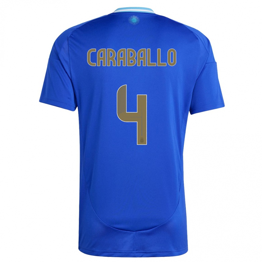 Niño Fútbol Camiseta Argentina Brian Caraballo #4 Azul 2ª Equipación 24-26 México