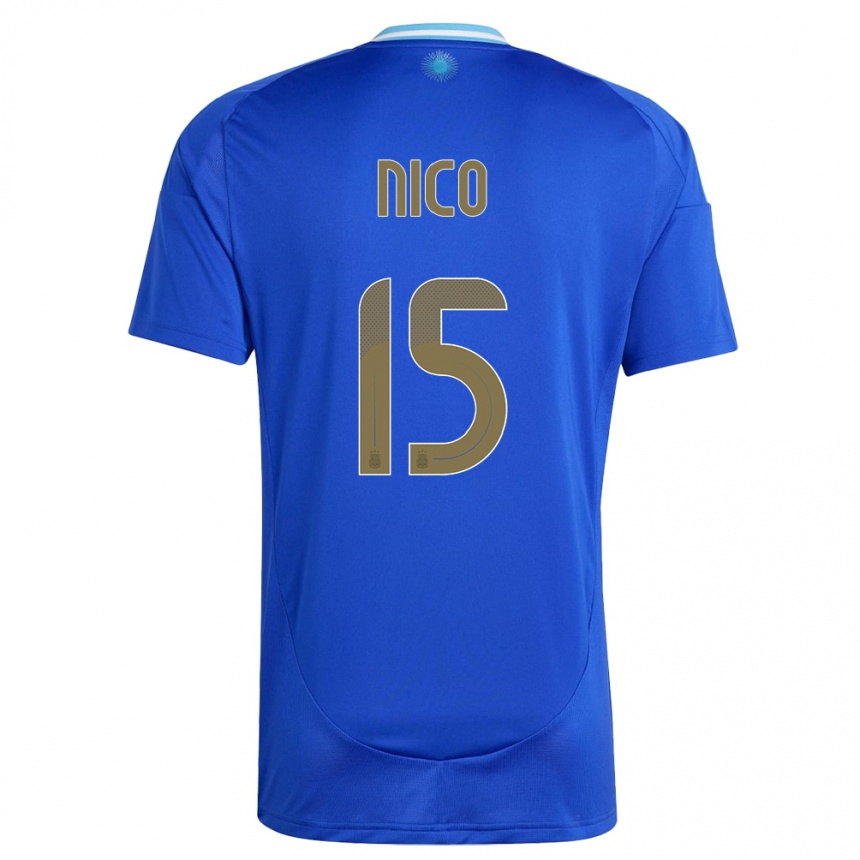 Niño Fútbol Camiseta Argentina Nico #15 Azul 2ª Equipación 24-26 México