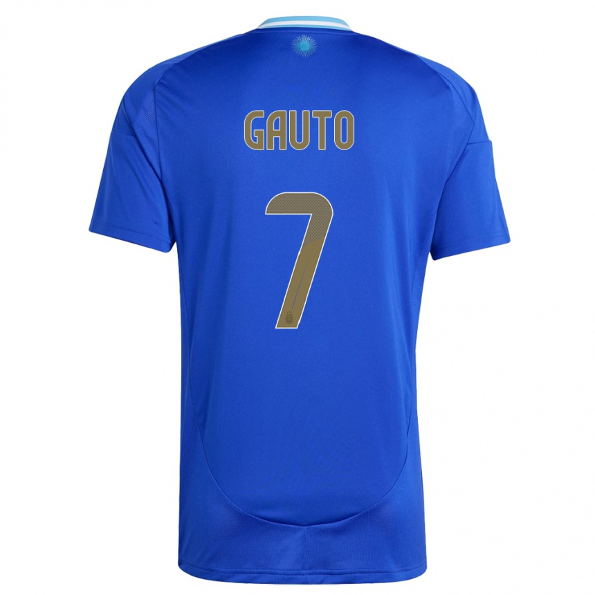 Niño Fútbol Camiseta Argentina Juan Gauto #7 Azul 2ª Equipación 24-26 México