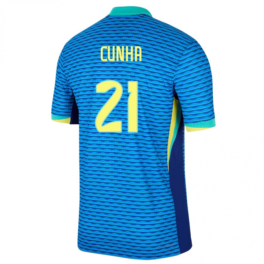 Niño Fútbol Camiseta Brasil Matheus Cunha #21 Azul 2ª Equipación 24-26 México