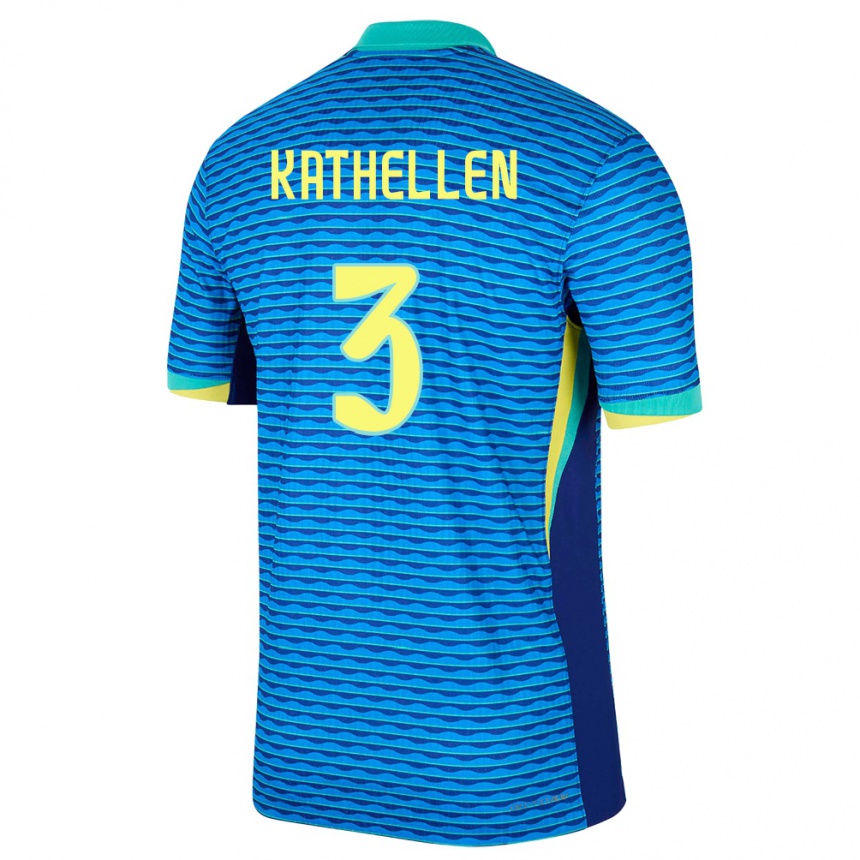 Niño Fútbol Camiseta Brasil Kathellen #3 Azul 2ª Equipación 24-26 México