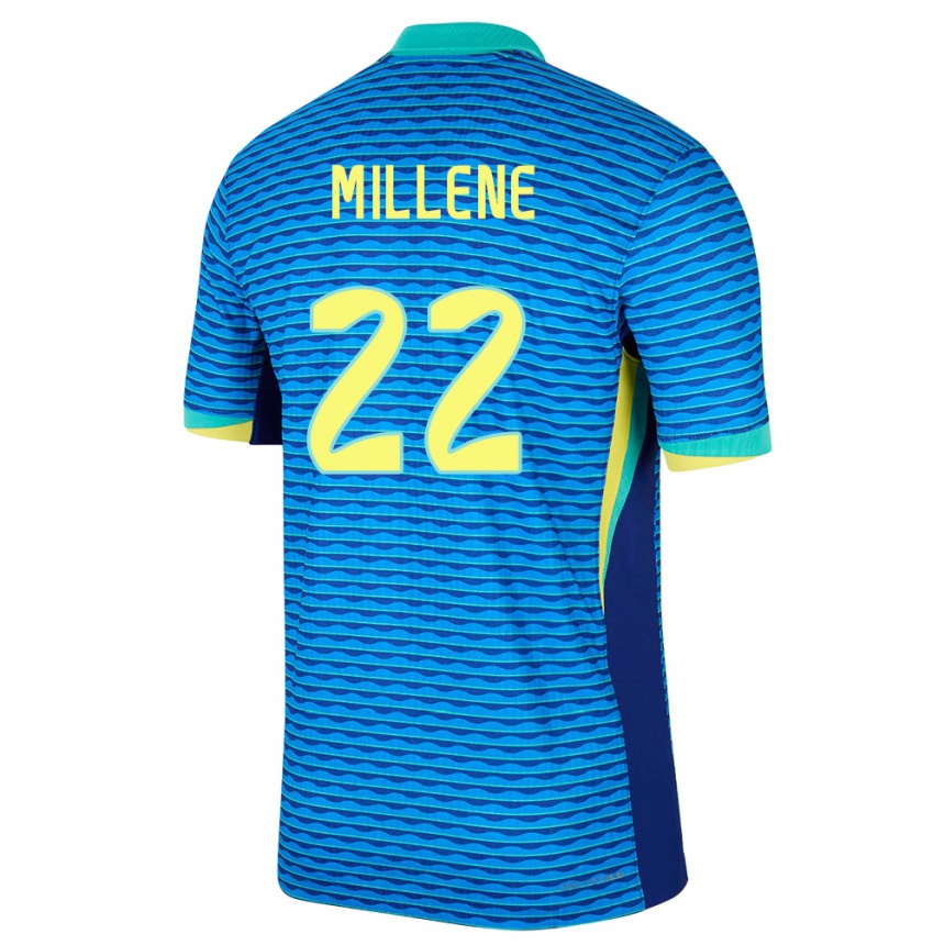 Niño Fútbol Camiseta Brasil Millene #22 Azul 2ª Equipación 24-26 México