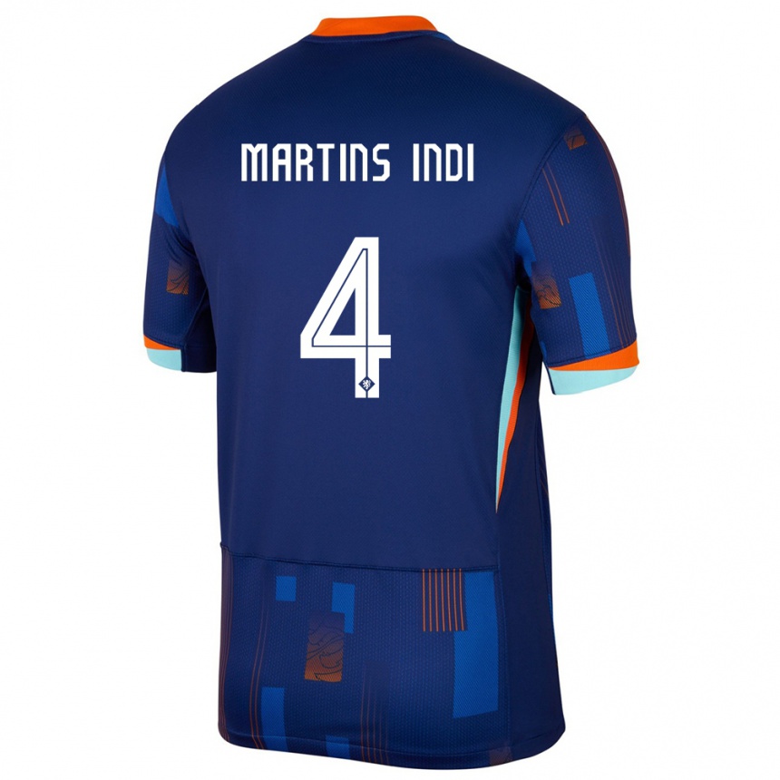 Niño Fútbol Camiseta Países Bajos Bruno Martins Indi #4 Azul 2ª Equipación 24-26 México