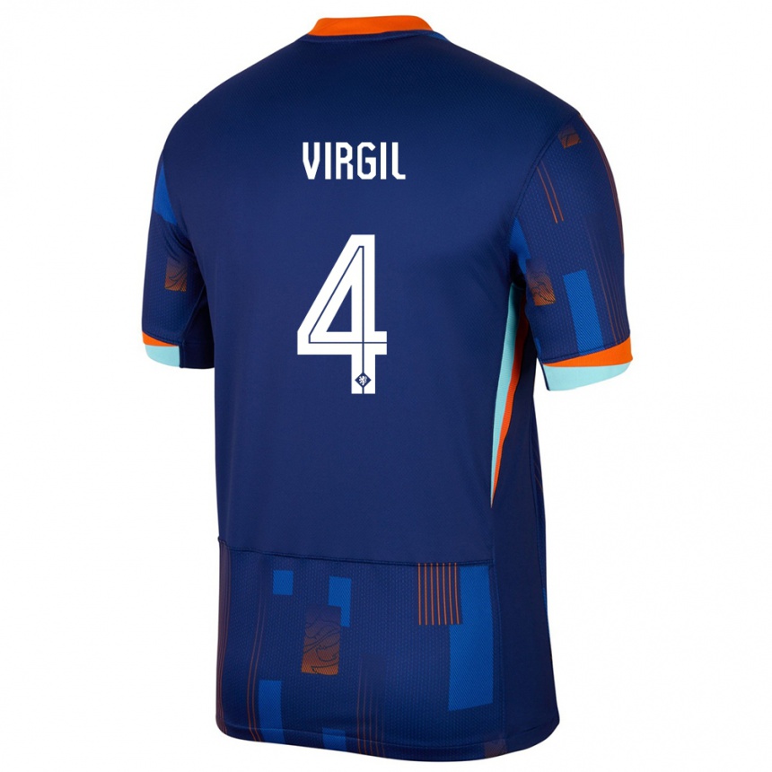 Niño Fútbol Camiseta Países Bajos Virgil Van Dijk #4 Azul 2ª Equipación 24-26 México