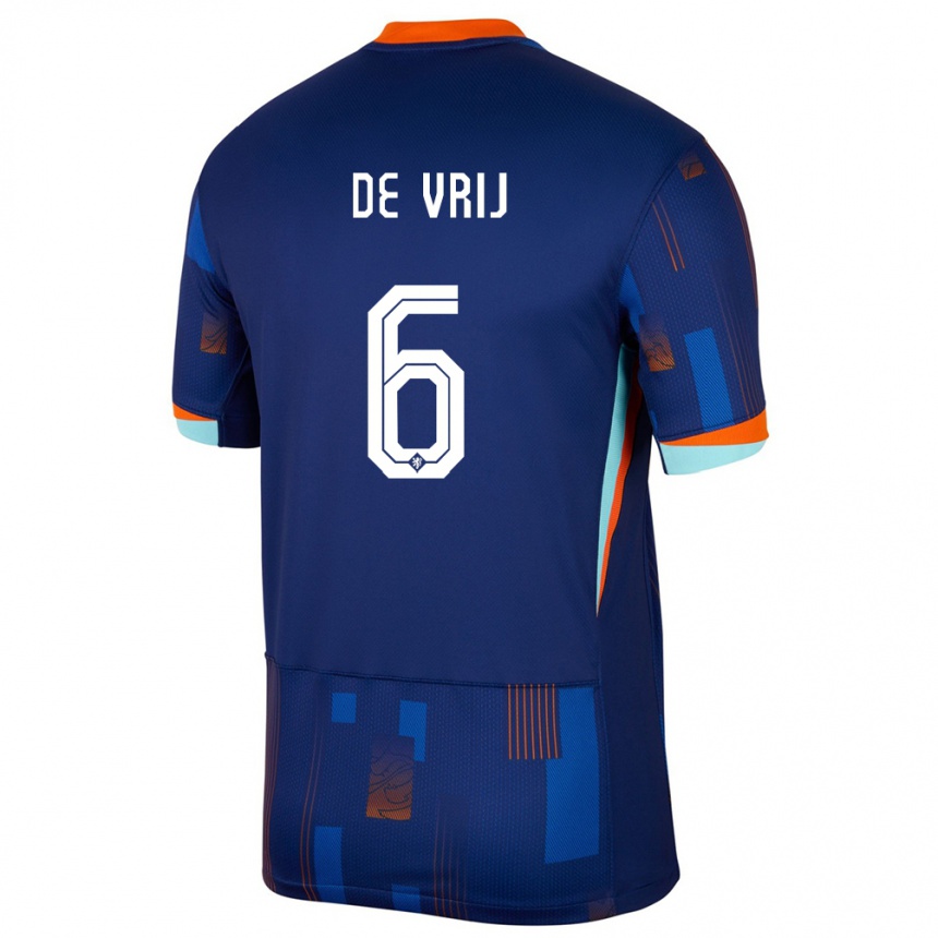 Niño Fútbol Camiseta Países Bajos Stefan De Vrij #6 Azul 2ª Equipación 24-26 México