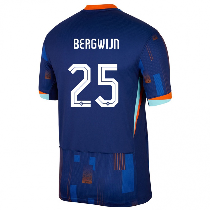 Niño Fútbol Camiseta Países Bajos Steven Bergwijn #25 Azul 2ª Equipación 24-26 México