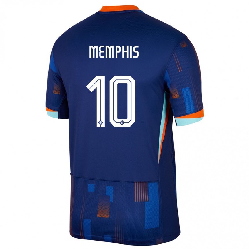 Niño Fútbol Camiseta Países Bajos Memphis Depay #10 Azul 2ª Equipación 24-26 México