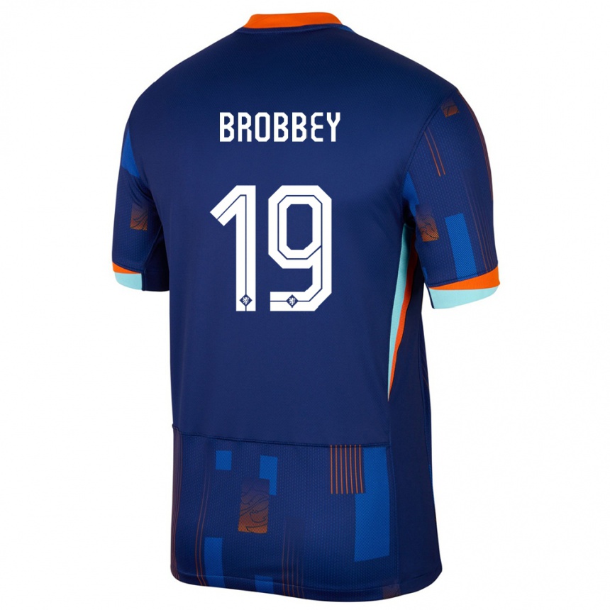 Niño Fútbol Camiseta Países Bajos Brian Brobbey #19 Azul 2ª Equipación 24-26 México