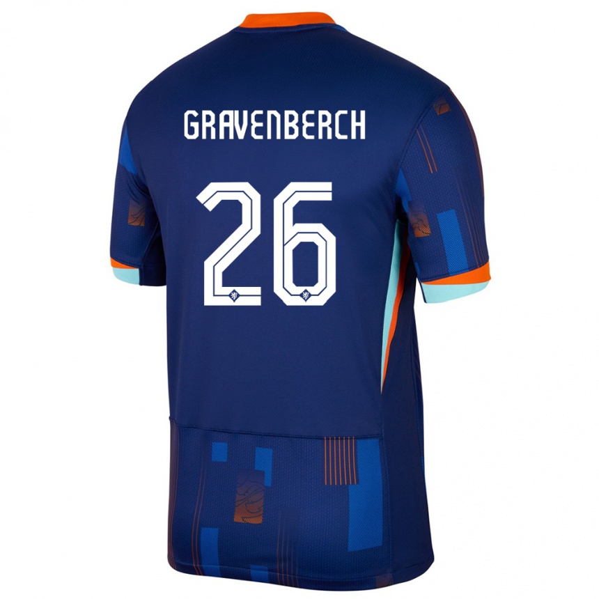 Niño Fútbol Camiseta Países Bajos Ryan Gravenberch #26 Azul 2ª Equipación 24-26 México