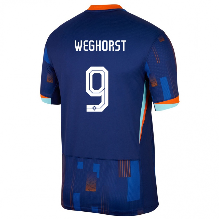 Niño Fútbol Camiseta Países Bajos Wout Weghorst #9 Azul 2ª Equipación 24-26 México