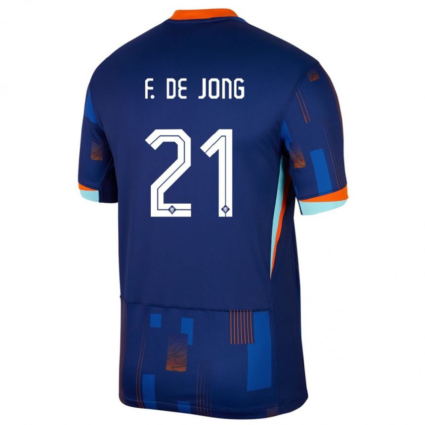 Niño Fútbol Camiseta Países Bajos Frenkie De Jong #21 Azul 2ª Equipación 24-26 México