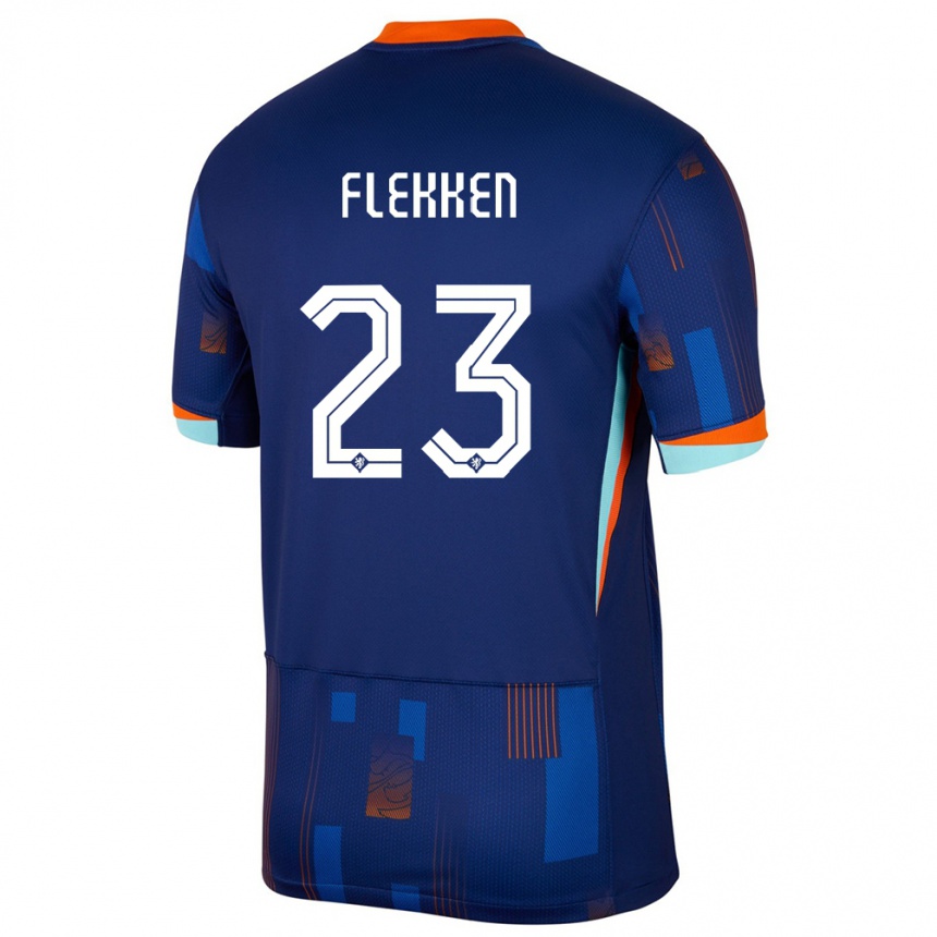 Niño Fútbol Camiseta Países Bajos Mark Flekken #23 Azul 2ª Equipación 24-26 México