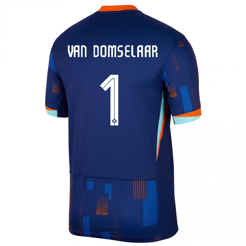 Niño Fútbol Camiseta Países Bajos Daphne Van Domselaar #1 Azul 2ª Equipación 24-26 México