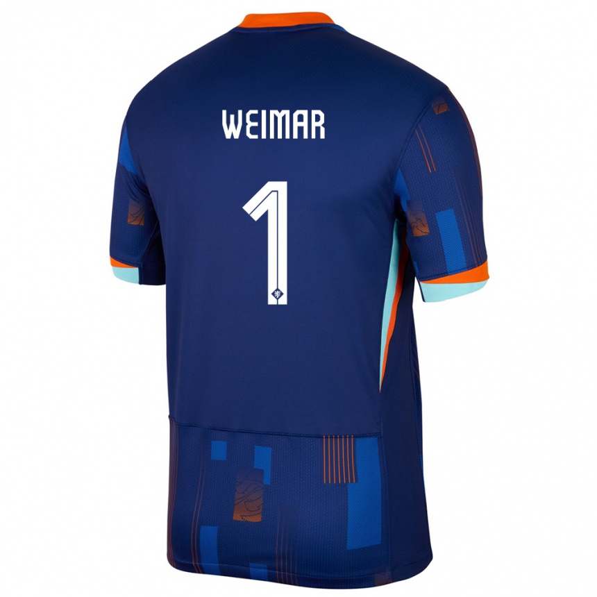 Niño Fútbol Camiseta Países Bajos Jacintha Weimar #1 Azul 2ª Equipación 24-26 México