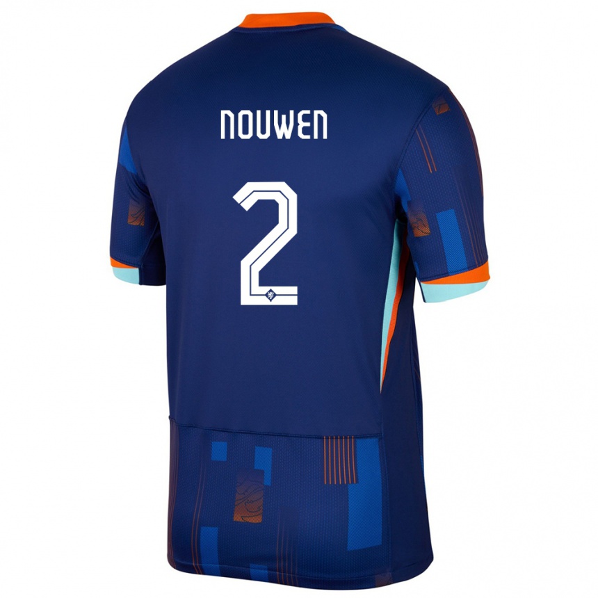 Niño Fútbol Camiseta Países Bajos Aniek Nouwen #2 Azul 2ª Equipación 24-26 México