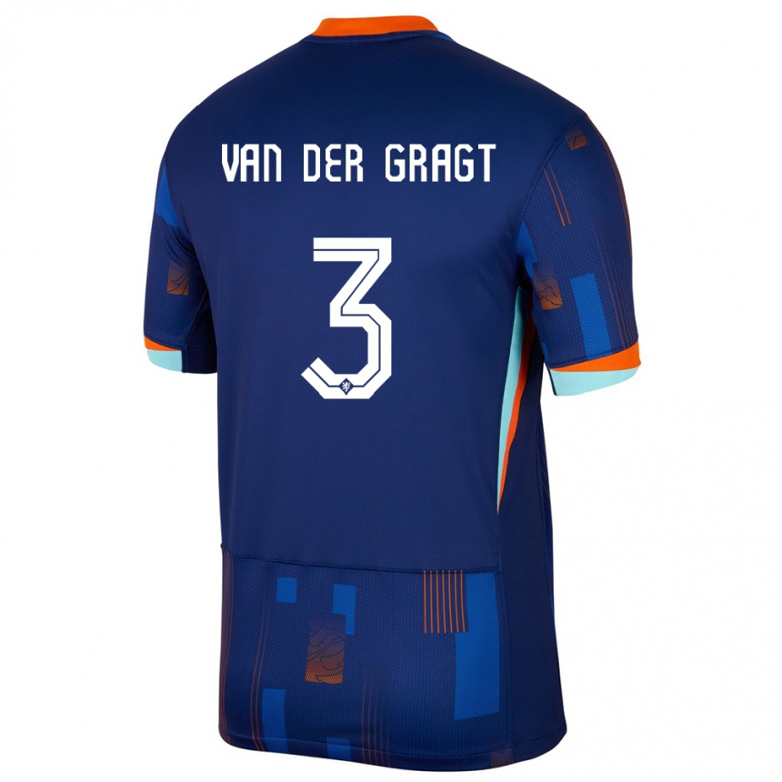 Niño Fútbol Camiseta Países Bajos Stefanie Van Der Gragt #3 Azul 2ª Equipación 24-26 México