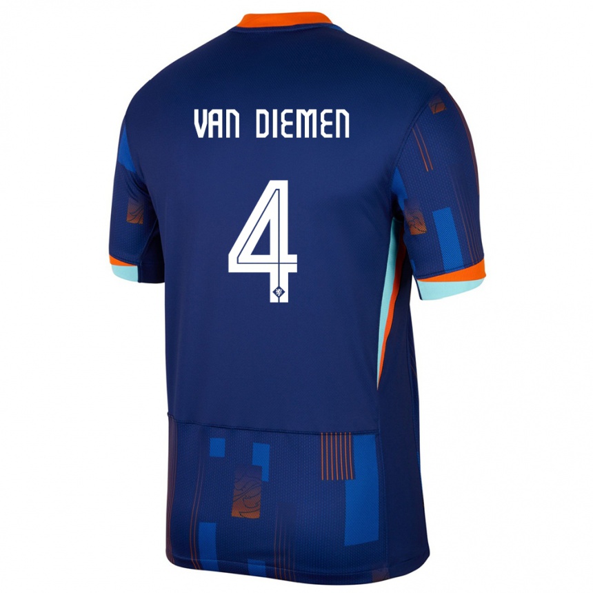 Niño Fútbol Camiseta Países Bajos Samantha Van Diemen #4 Azul 2ª Equipación 24-26 México