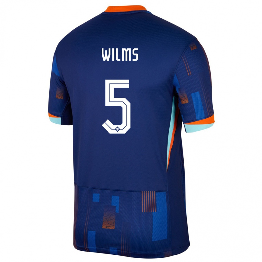 Niño Fútbol Camiseta Países Bajos Lynn Wilms #5 Azul 2ª Equipación 24-26 México