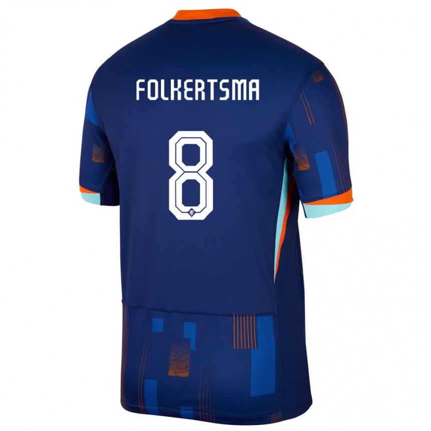 Niño Fútbol Camiseta Países Bajos Sisca Folkertsma #8 Azul 2ª Equipación 24-26 México