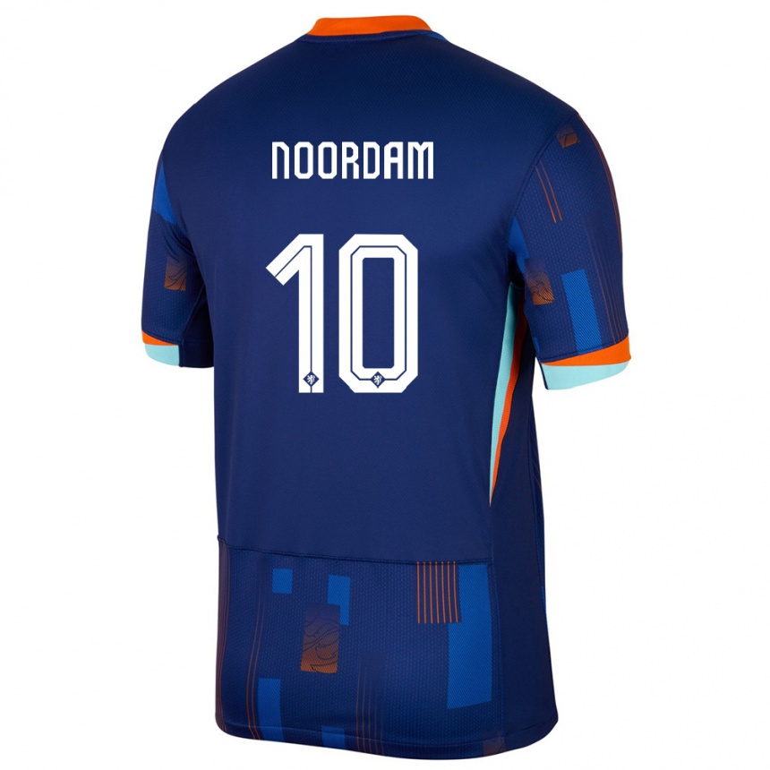 Niño Fútbol Camiseta Países Bajos Nadine Noordam #10 Azul 2ª Equipación 24-26 México