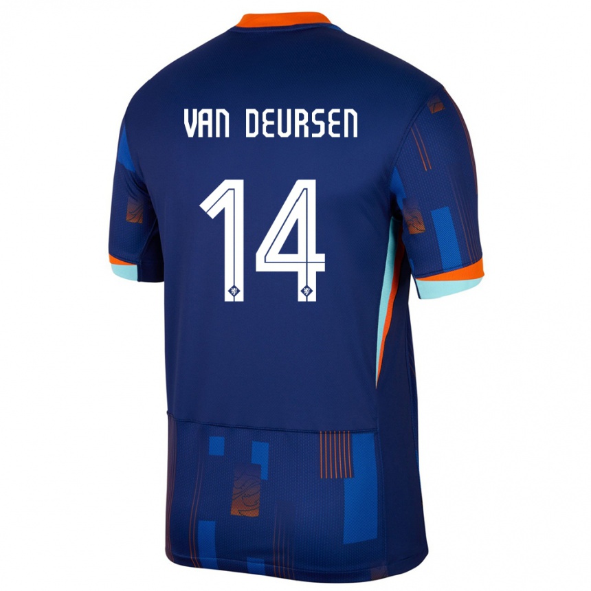 Niño Fútbol Camiseta Países Bajos Eva Van Deursen #14 Azul 2ª Equipación 24-26 México