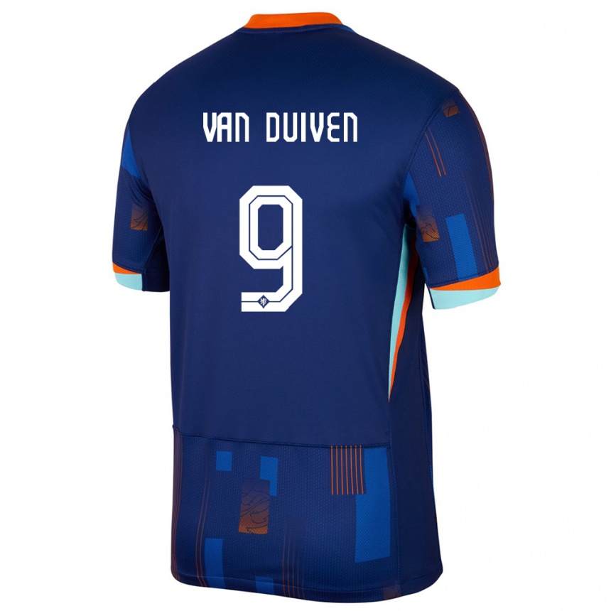 Niño Fútbol Camiseta Países Bajos Jason Van Duiven #9 Azul 2ª Equipación 24-26 México