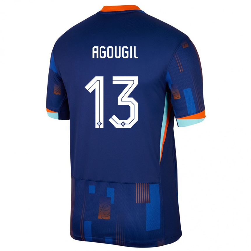 Niño Fútbol Camiseta Países Bajos Oualid Agougil #13 Azul 2ª Equipación 24-26 México