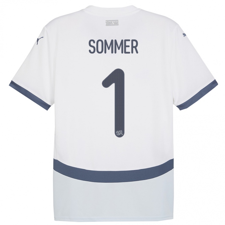 Niño Fútbol Camiseta Suiza Yann Sommer #1 Blanco 2ª Equipación 24-26 México