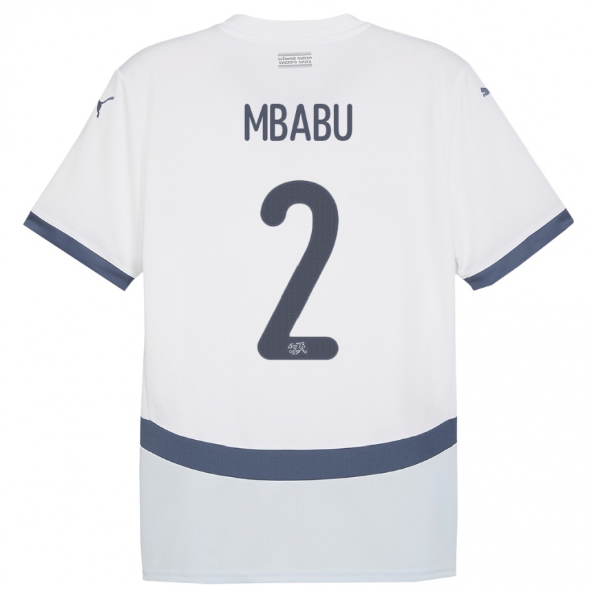 Niño Fútbol Camiseta Suiza Kevin Mbabu #2 Blanco 2ª Equipación 24-26 México