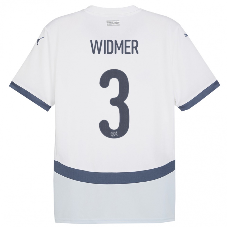Niño Fútbol Camiseta Suiza Silvan Widmer #3 Blanco 2ª Equipación 24-26 México